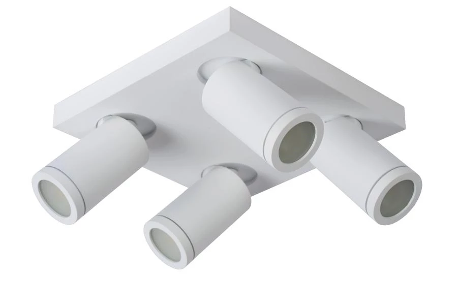 Lucide TAYLOR - Foco de techo Baño - LED Dim to warm - GU10 - 4x5W 2200K/3000K - IP44 - Blanco - apagado